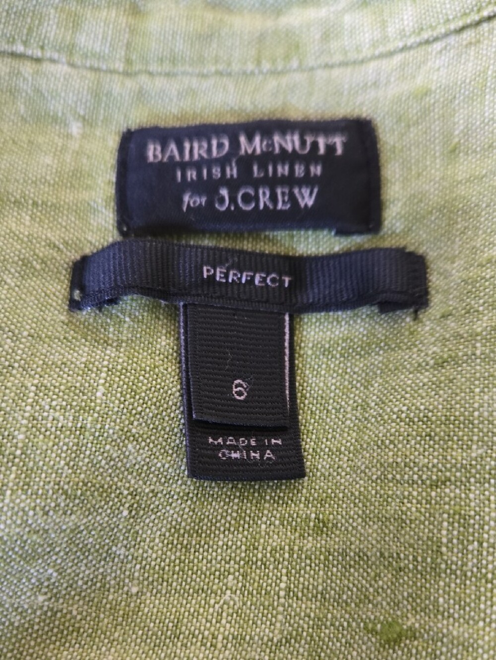 J. Crew Moss Green Irish Linen Button-Front Shirt - Picture 2 of 4
